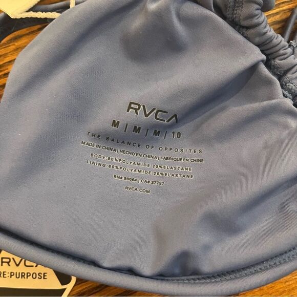 RVCA Solid Trilette Bikini Top Blue Size M - Picture 10 of 11